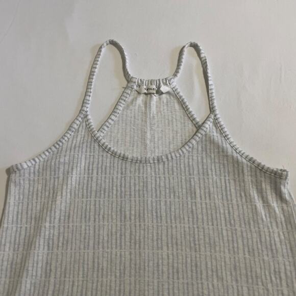 Athleta Tank Semi-Sheer White and Blue Pinstripe Medium - Picture 7 of 10